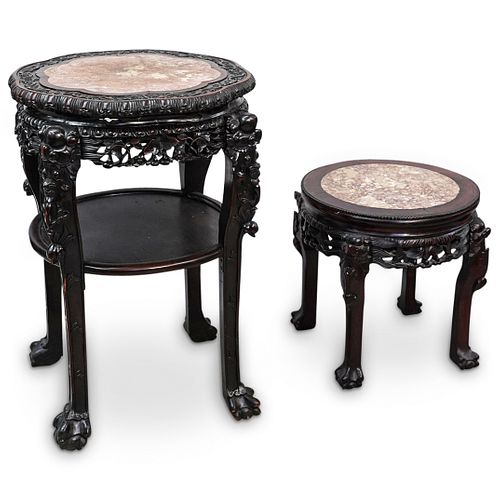 2PC CHINESE STONE INLAID MARBLE 38d76b