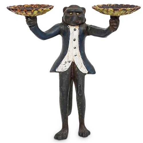 ANTIQUE CAST IRON MONKEY SERVERDESCRIPTION: