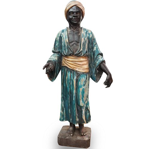 LARGE WOOD CARVED BLACKAMOOR STATUEDESCRIPTION:A