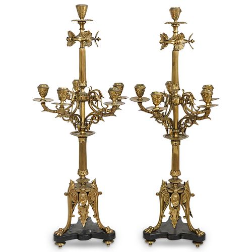 PAIR OF FRENCH GILT BRONZE CANDELABRADESCRIPTION: