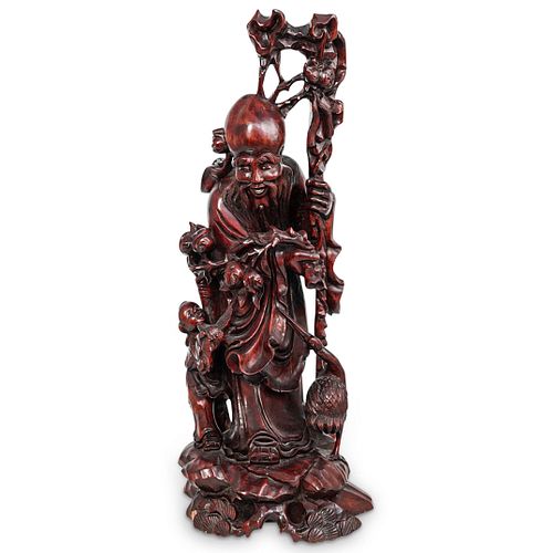 CHINESE CARVED WOOD WISEMANDESCRIPTION: