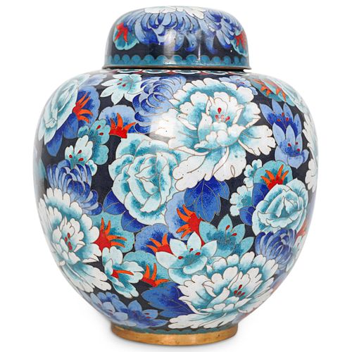 CHINESE BLUE FLORAL CLOISONNE LARGE