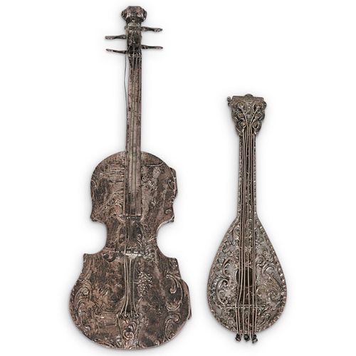  2 PC SILVER MINIATURE CELLO  38d852