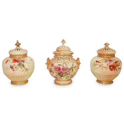  3 PC ROYAL WORCESTER POTPOURRI 38d855