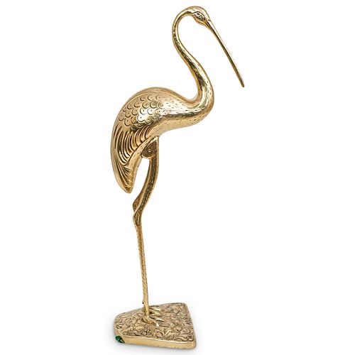 MID CENTURY BRASS HERON STATUEDESCRIPTION: