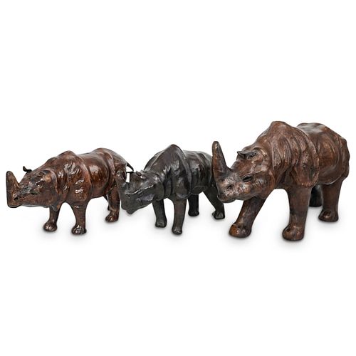  3 PCS RHINOCEROS SCULPTURE GROUPING 38d865