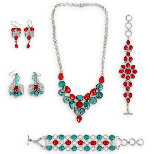  5PC STERLING TURQUOISE ENEMALE 38d88d