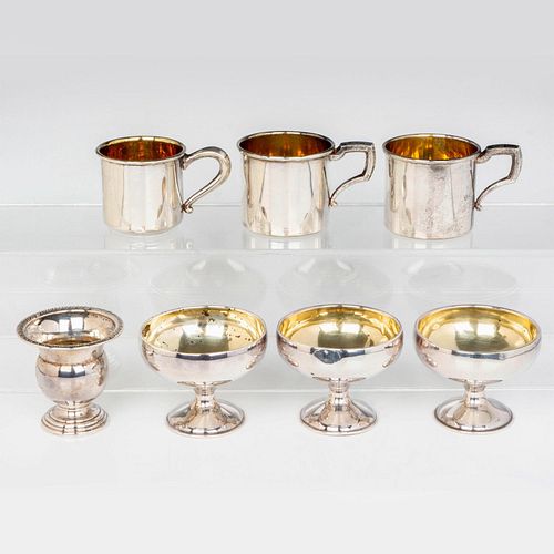 7PC VINTAGE STERLING SILVER CUPS,
