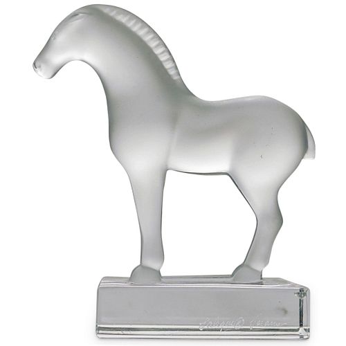 LALIQUE CRYSTAL HORSE FIGURINEDESCRIPTION: