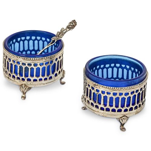 PAIR OF SILVER AND COBALT SALT 38d8d2