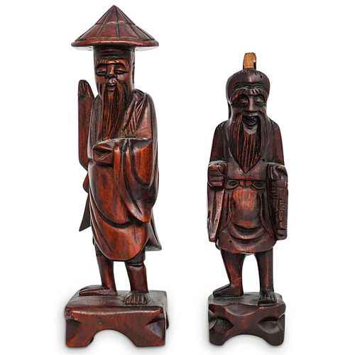 PAIR OF CHINESE CARVED WOOD FIGURESDESCRIPTION  38d907