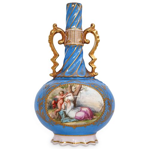 ROYAL VIENNA BLUE PORCELAIN VASEDESCRIPTION: