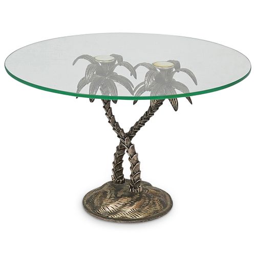 VINTAGE BRASS PALM TREE CAKE PLATEDESCRIPTION: