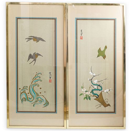 PAIR OF CHINESE PAINTINGS ON SILKDESCRIPTION  38d9e1