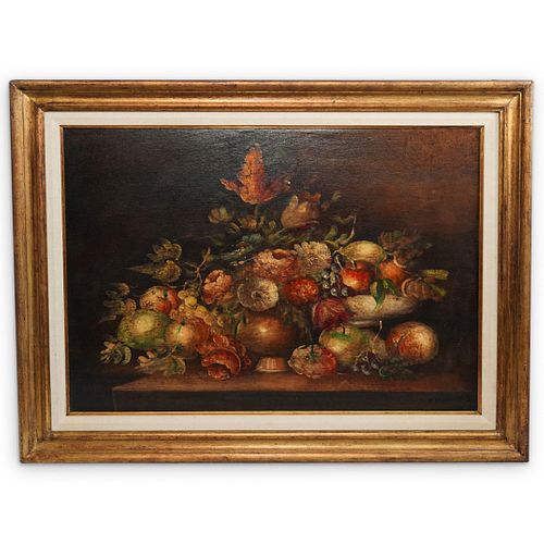 FLOWERS FRUITS STILL LIFE PAINTING 38d9eb