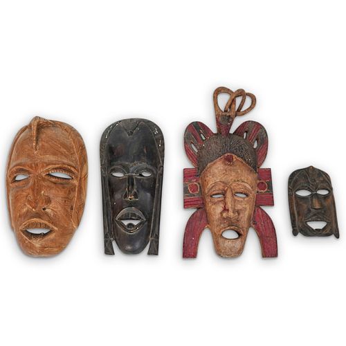 (4PC) WOOD CARVED TRIBAL MASKSDESCRIPTION: