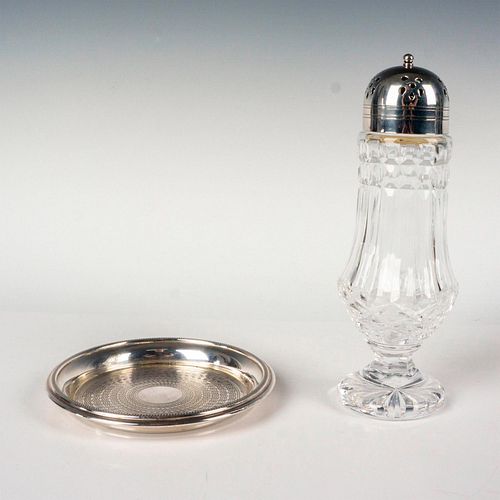 2PC WATERFORD CRYSTAL SHAKER SILVER 38da7a