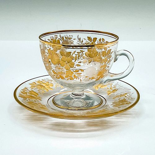 VINTAGE GILDED GLASS DEMITASSE CUP AND