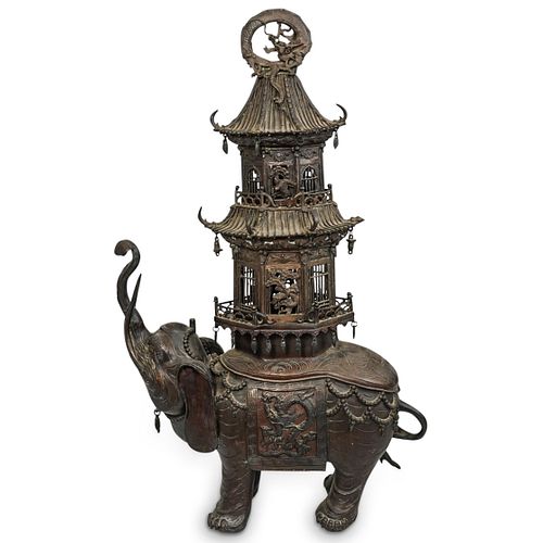 JAPANESE BRONZE ELEPHANT PAGODA INCENSE