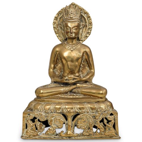 ANTIQUE BRASS BUDDHA FIGUREDESCRIPTION: