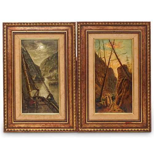 PAIR OF HUDSON OIL ON BOARD PAINTINGDESCRIPTION: