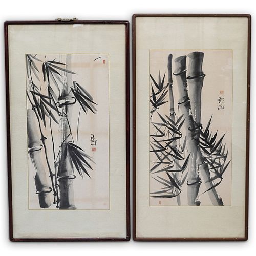  2PC ANTIQUE BAMBOO SCROLL PAINTINGDESCRIPTION  38dafe