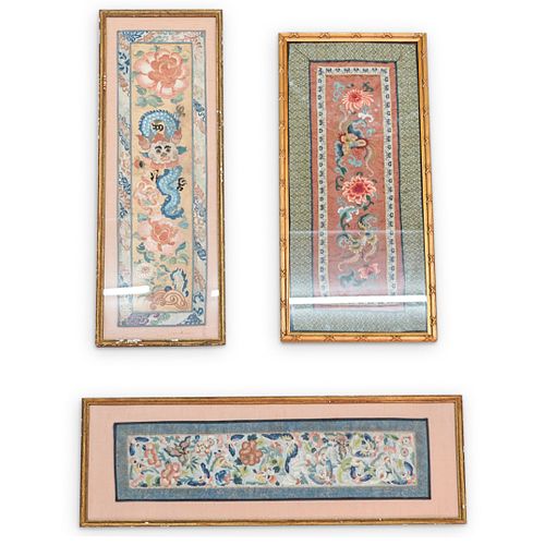 (3PC) ANTIQUE CHINESE SILK EMBROIDERIESDESCRIPTION: