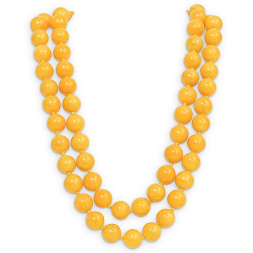 YELLOW JADE BEADED NECKLACEDESCRIPTION: