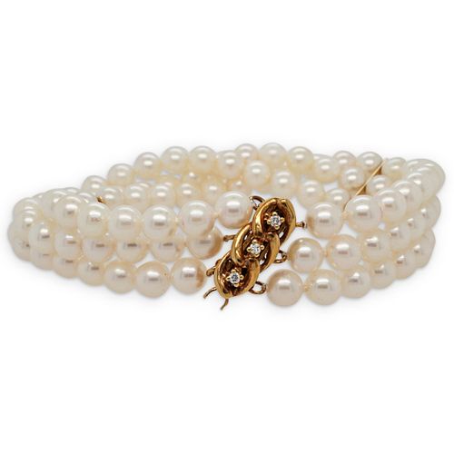 14K GOLD DIAMOND AND PEARL STRAND 38db5a