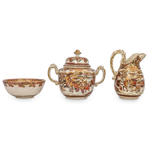 (3 PC) JAPANESE SATSUMA PORCELAIN