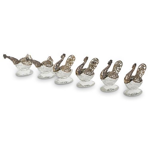 (6 PC) STERLING SILVER & CRYSTAL