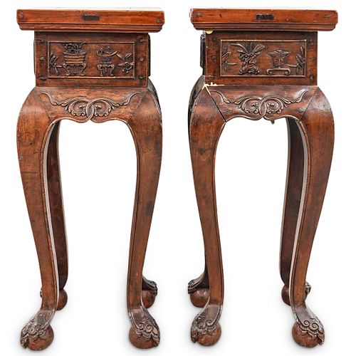  2 PC CHINESE CARVED WOODEN STANDSDESCRIPTION  38dc5f