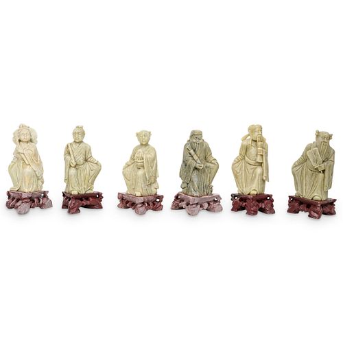 (6 PC) CHINESE SOAPSTONE CARVED
