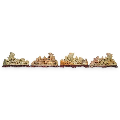  4 PC CHINESE SOAPSTONE LANDSCAPE 38dc75