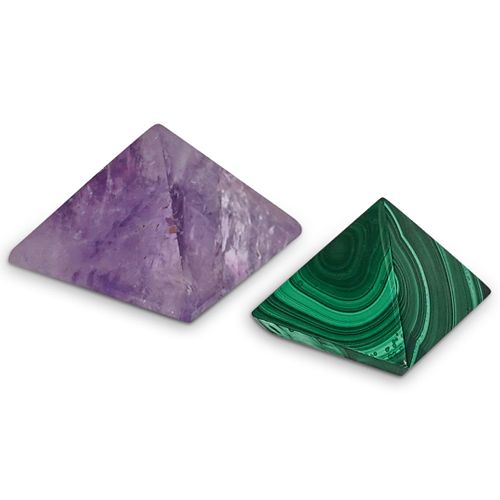  2PC MALACHITE AMETHYST PYRAMIDSDESCRIPTION  38dcb5