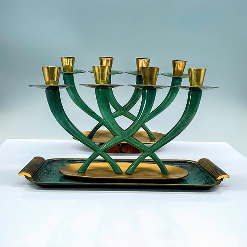 3PC PAL BELL JUDAICA MENORAHS AND 38dccd