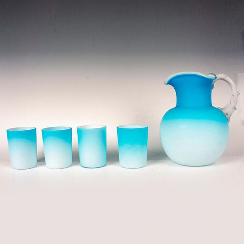 5PC VINTAGE GLASS OMBER PITCHER