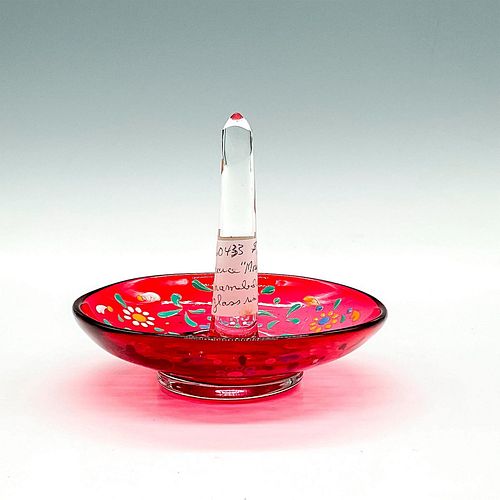 ENAMELED CRANBERRY GLASS MOSER