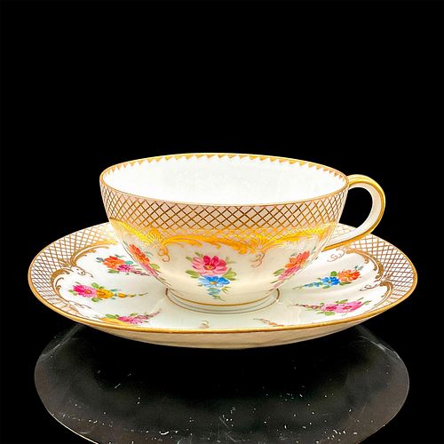 2PC DRESDEN CUP AND SAUCER, SPRING FLOWERSWhite