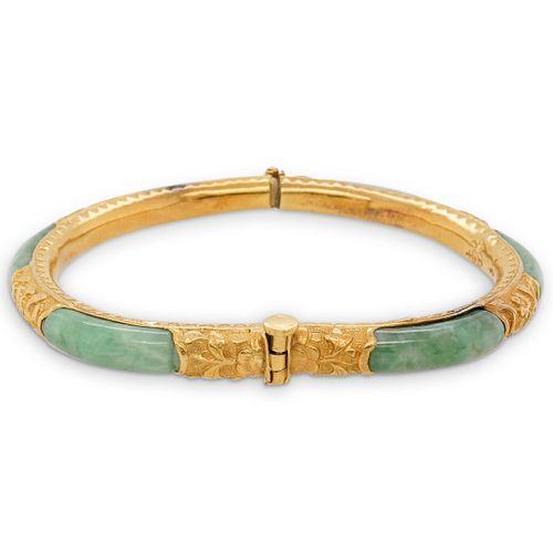 CHINESE 22K GOLD AND JADEITE BANGLEDESCRIPTION  38de46