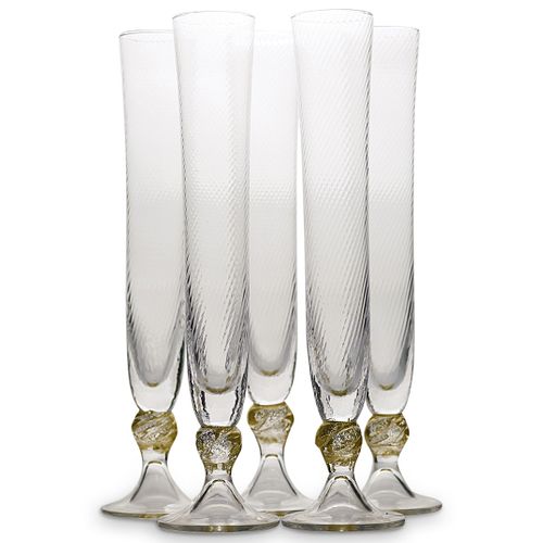  5PC MURANO GLASS CHAMPAGNE FLUTESDESCRIPTION  38de82