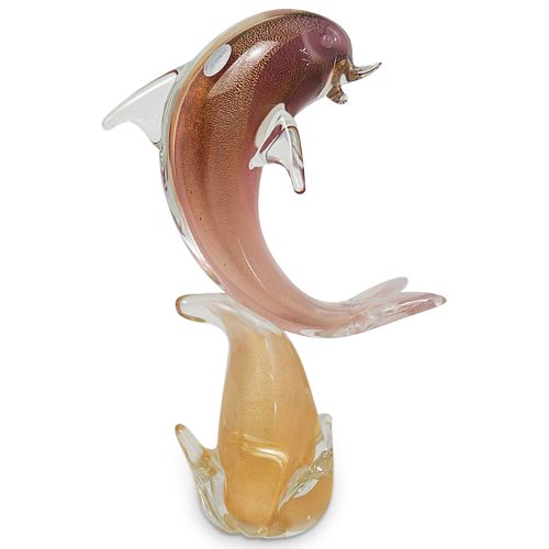 HAND BLOWN ART GLASS LEAPING DOLPHIN