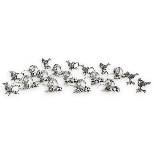 (18 PC) CIPOLLA PEWTER BIRD NAPKIN