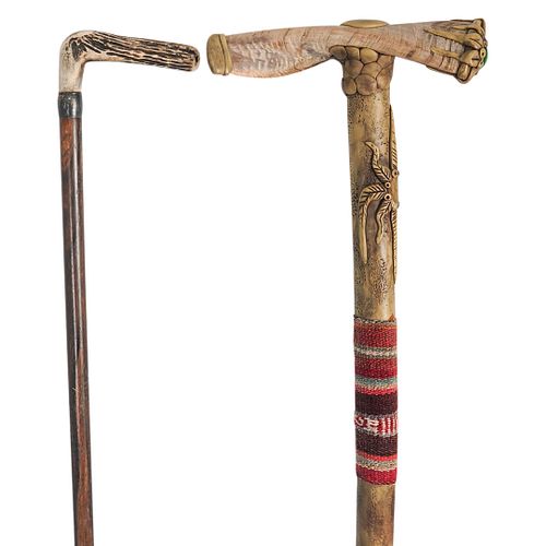 (2PC) ANTLER & HORN WALKING STICKSDESCRIPTION: