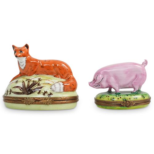 (2 PC) LIMOGES PORCELAIN ANIMAL