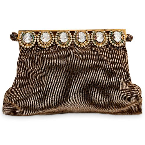 VINTAGE BEADED CAMEO PURSEDESCRIPTION: