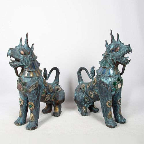 PAIR OF LARGE ANTIQUE BRONZE THAI 38dfbd