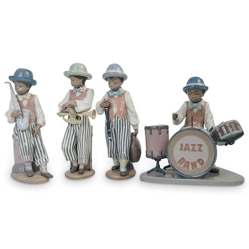 (4 PC) LLADRO JAZZ BAND PORCELAIN FIGURINE