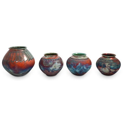  4 PC SIGNED J MELKONIAN RAKU  38dfd1