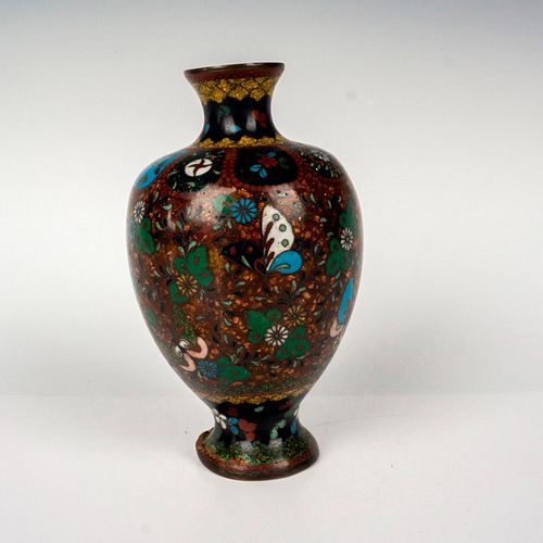 CHINESE CLOISONNE BUTTERFLY VASEA 38e026